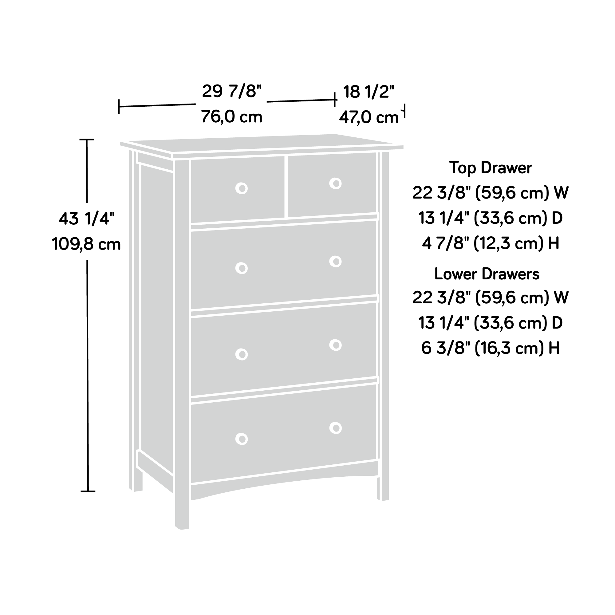 Sauder Union Plain 4-Drawer Dresser, Prairie Cherry Finish
