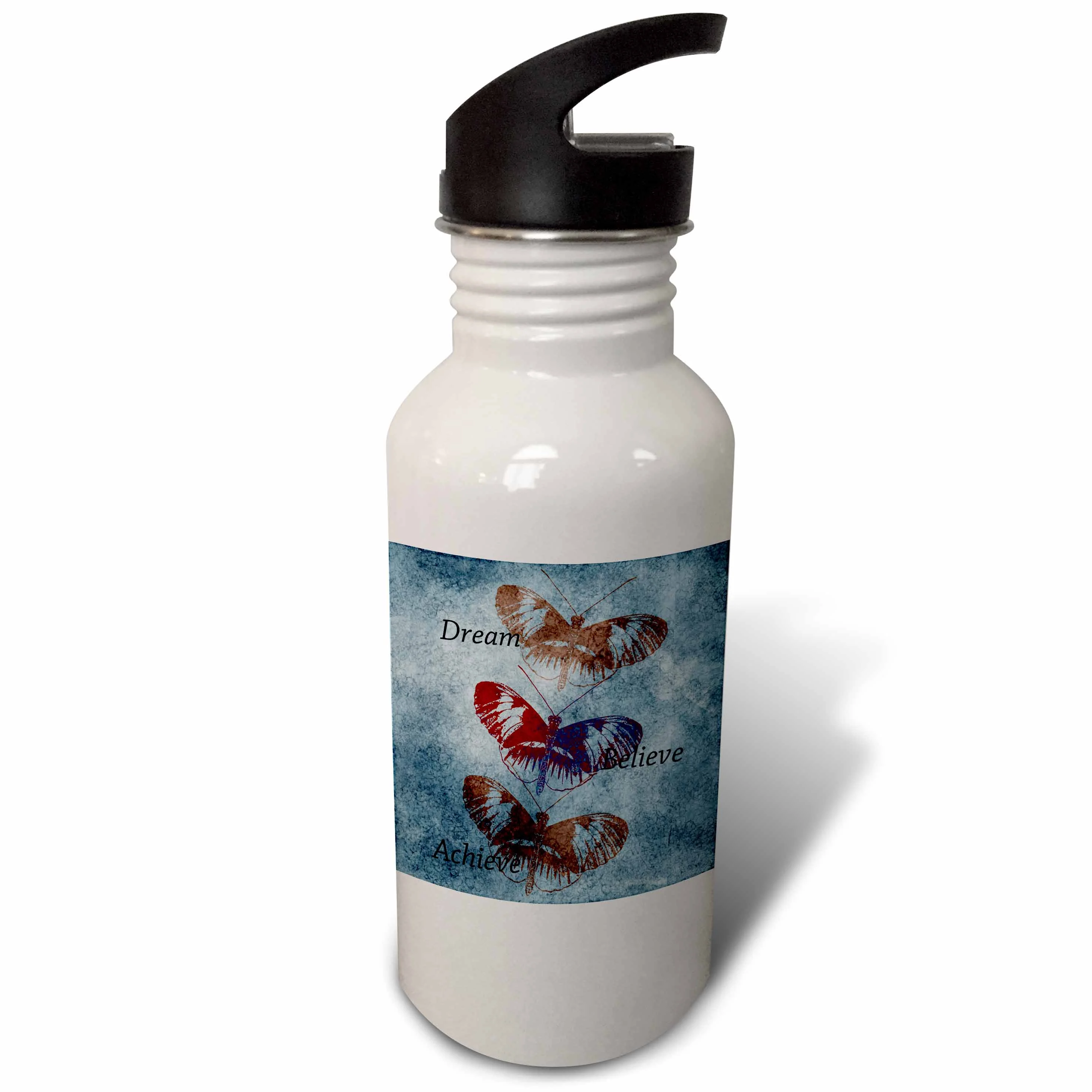 Inspired Butterflies Dream, Believe and Achieve- Motivational Art 21 oz Sports Water Bottle wb-79335-1