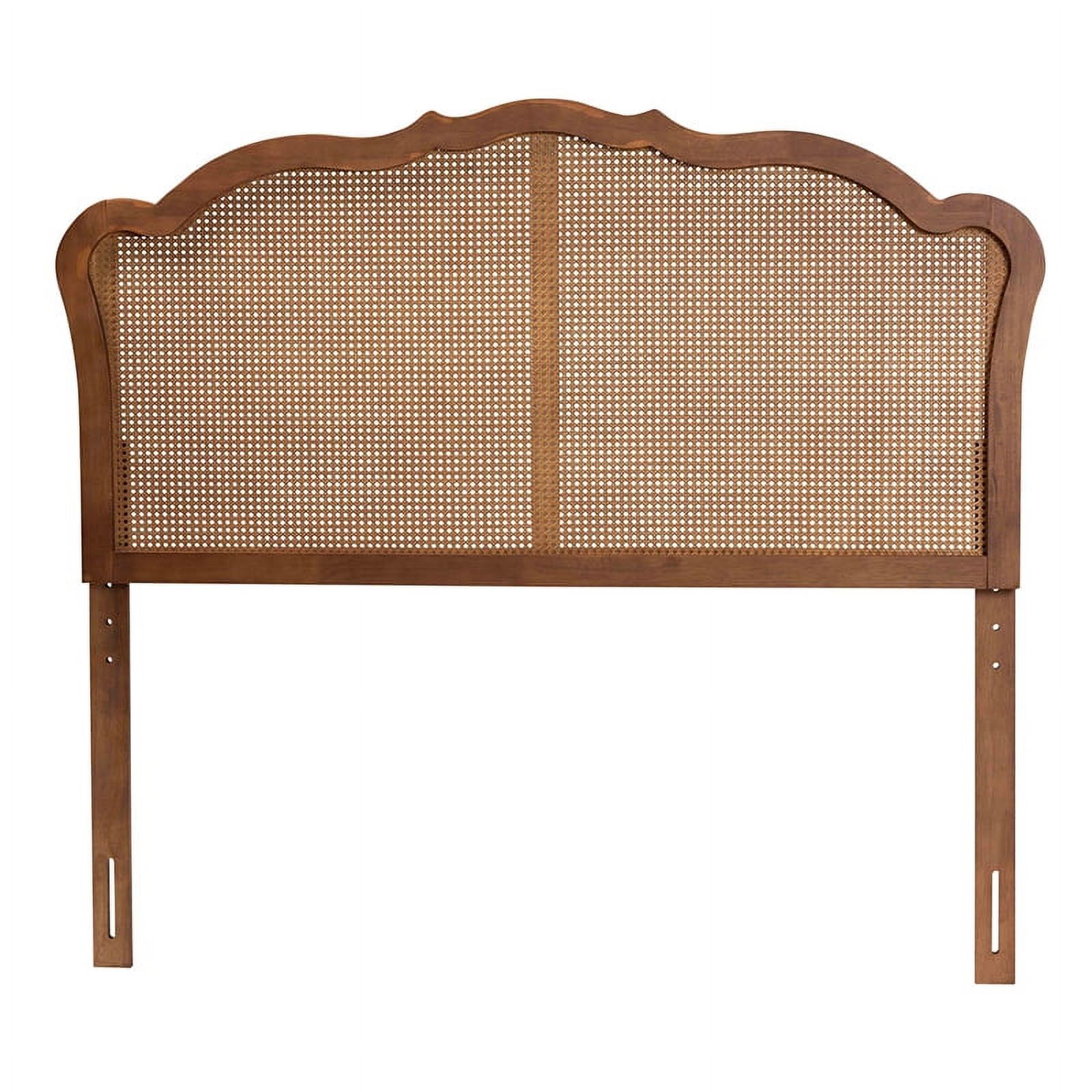 Pemberly Row Wood & Rattan King Size Headboard in Ash Walnut