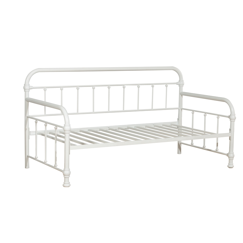 Bowery Hill Contemporary Metal Twin Daybed in Soft White