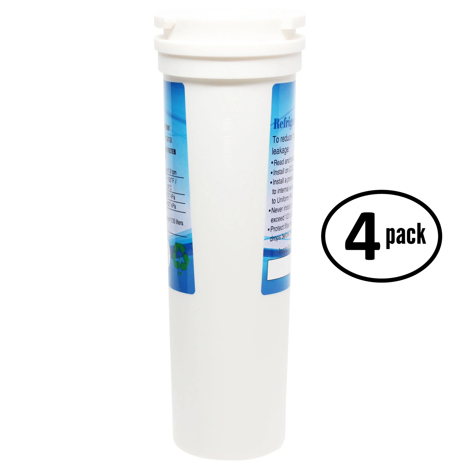 4-Pack Replacement for Fisher & Paykel RF540ADUSX4 Refrigerator Water Filter - Compatible with Fisher & Paykel 836848 Fridge Water Filter Cartridge - Denali Pure Brand