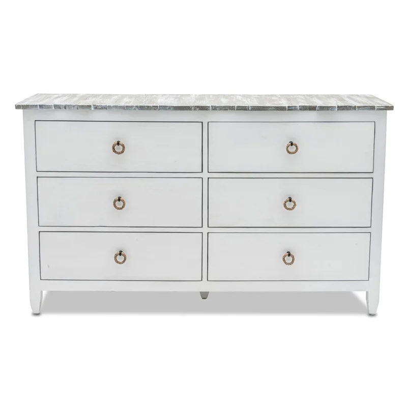 Sea Winds Picket Fence 6-Drawer Dresser Grey Finish