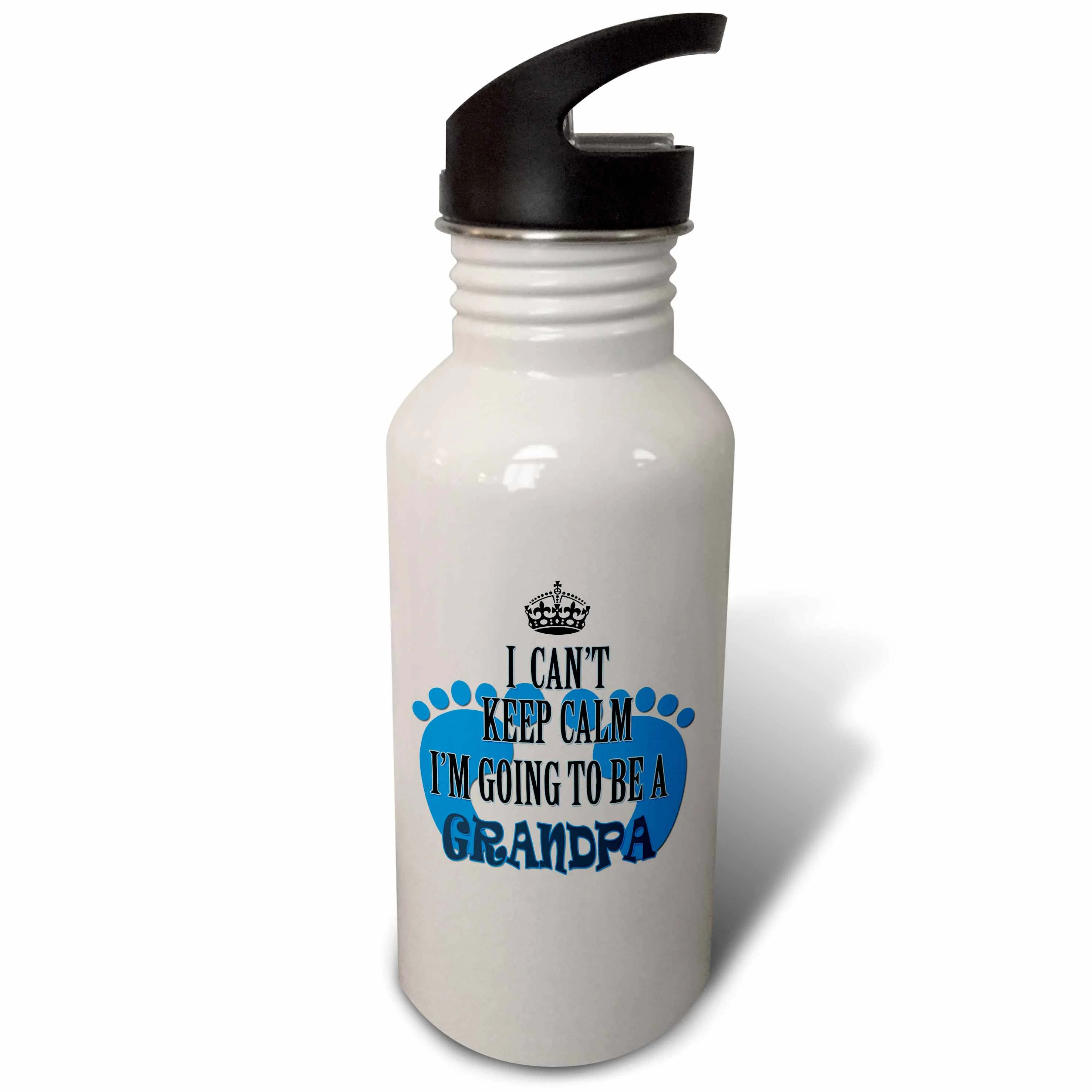 I cant keep calm Im going to be a Grandpa. Baby boy. Funny saying. 21 oz Sports Water Bottle wb-218173-1