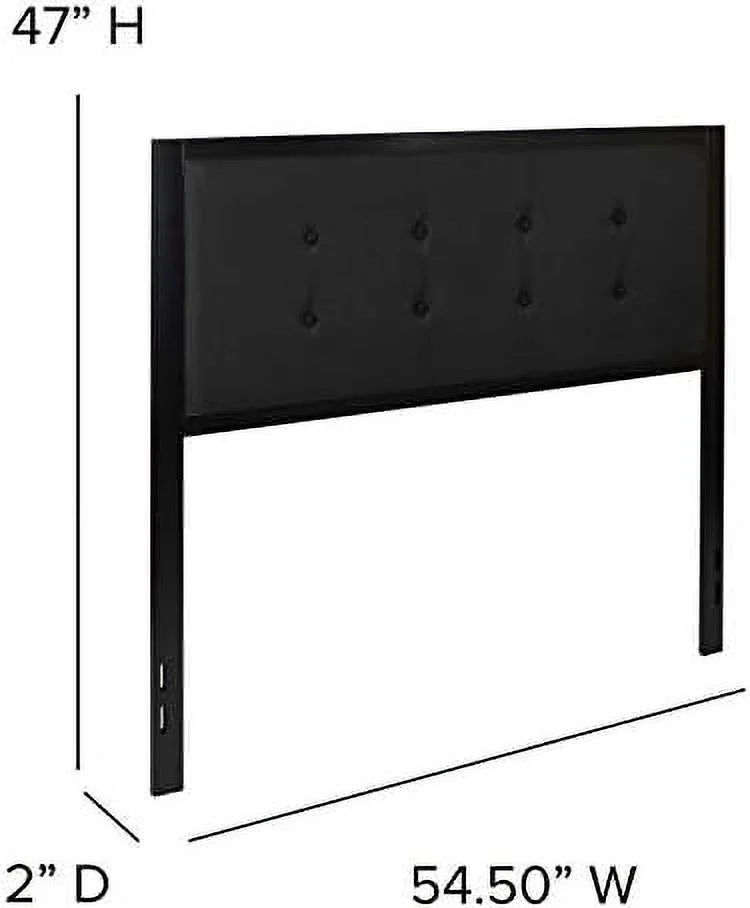 HOOMHIBIU Camden Full Size Headboard Black Fabric Upholstered Button Tufted Headboard with Metal Frame and Adjustable Rail Slots