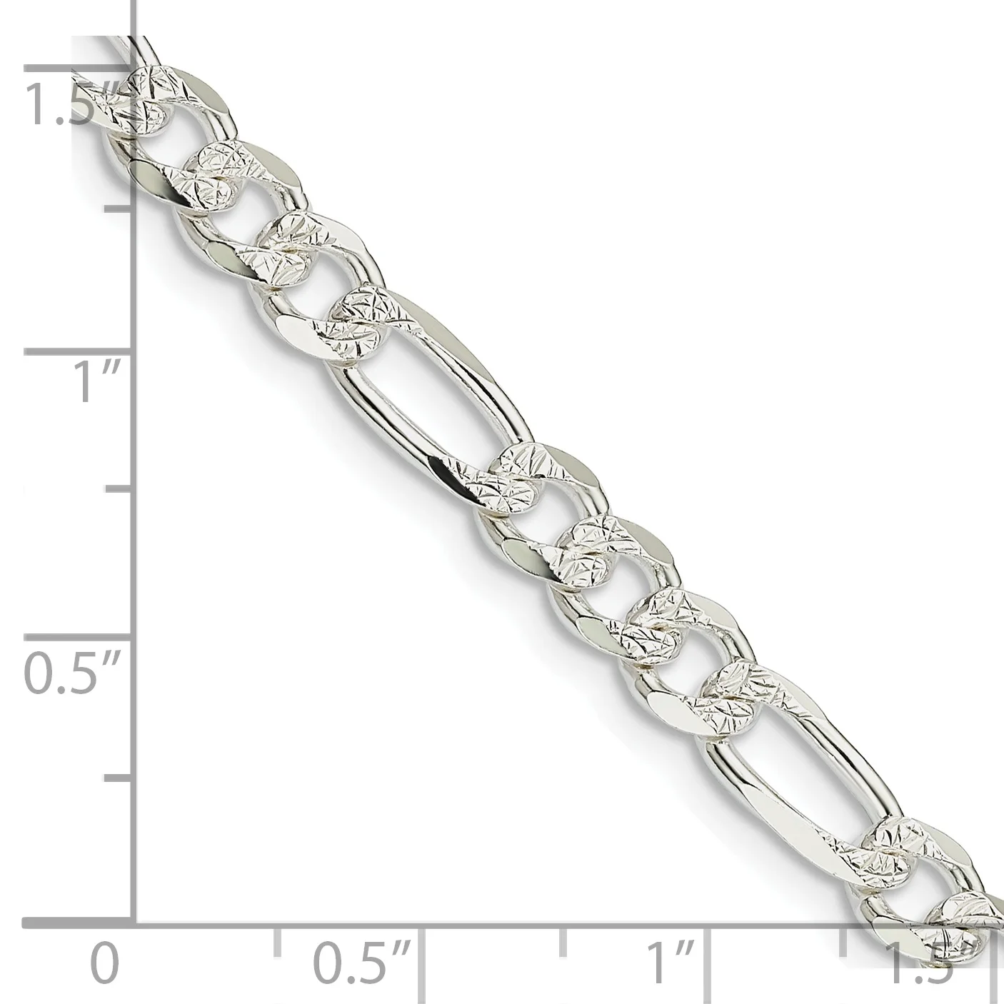 Carat in Karats Sterling Silver 5.5mm Polished Finish Flat Figaro Chain Necklace 16 Inch Length