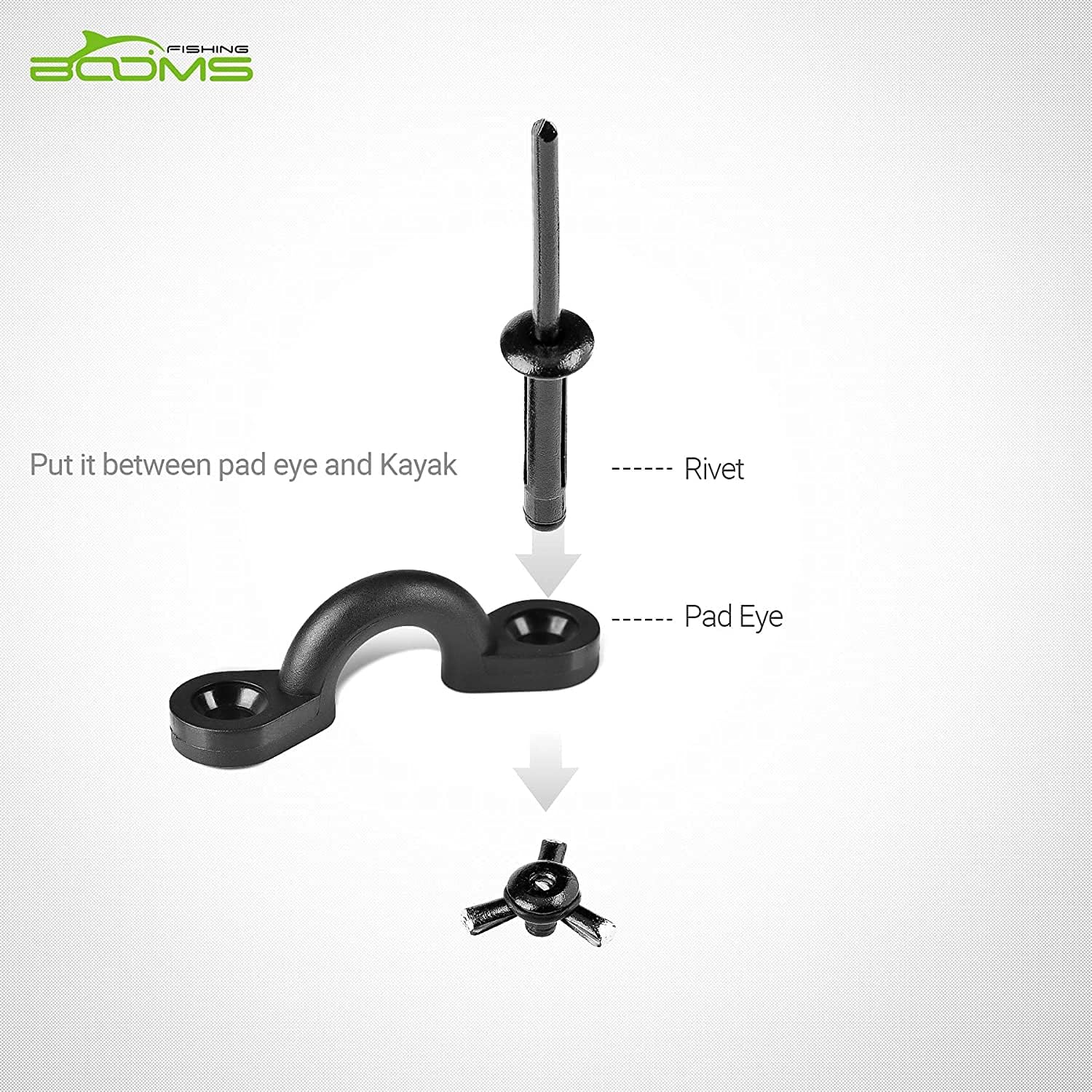 Booms Fishing MA1 Kayak Pad Eye Tri-Grip Rivet Kit, Black