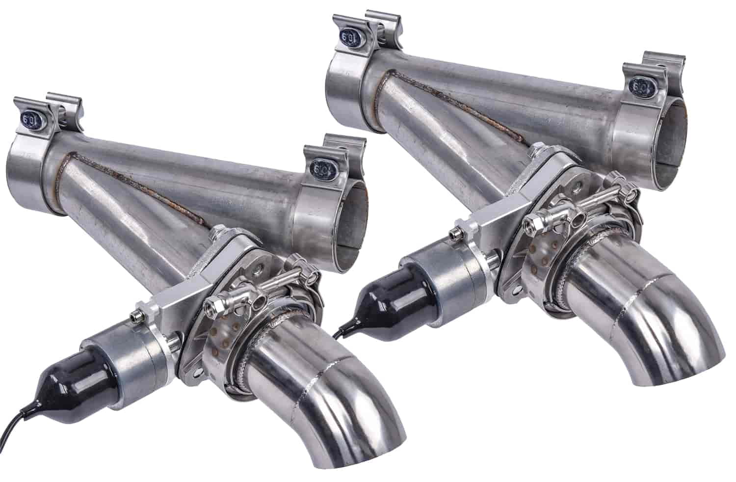 Granatelli Motor Sports  3.0 in. Aluminum Mild Steel Electronic Dual Slip Fit Exhaust Cutout with Band Clamps