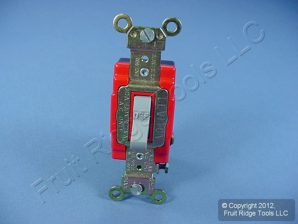 Leviton 1221-2GY Single-Pole Toggle Switch, 20A, 120/277V, Gray, Industrial Grade