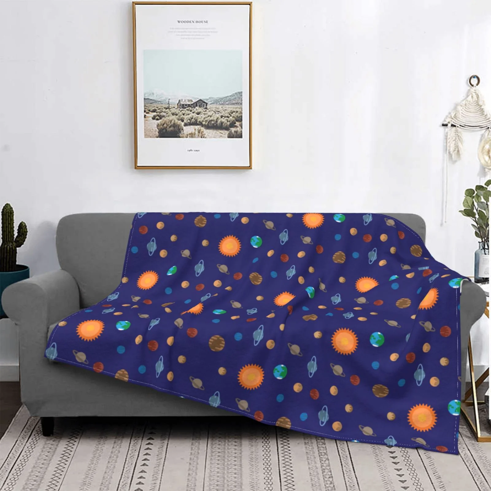 Universe Outer Space Galaxy Pattern Throw Blanket, Super Soft Anti-Pilling Flannel Bed Blankets, 40