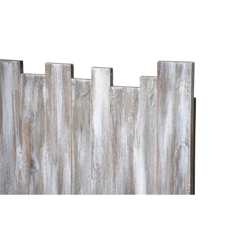 Sea Wind Florida Picket Fence Coastal Wood King Headboard in Gray/White
