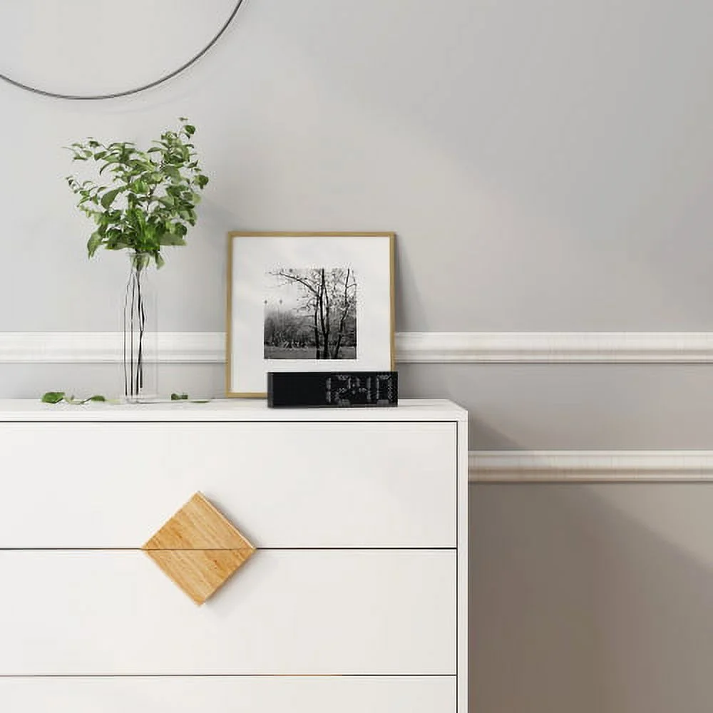 Motent Solid wood special shape square handle design with 4 drawers bedroom furniture dressers, White