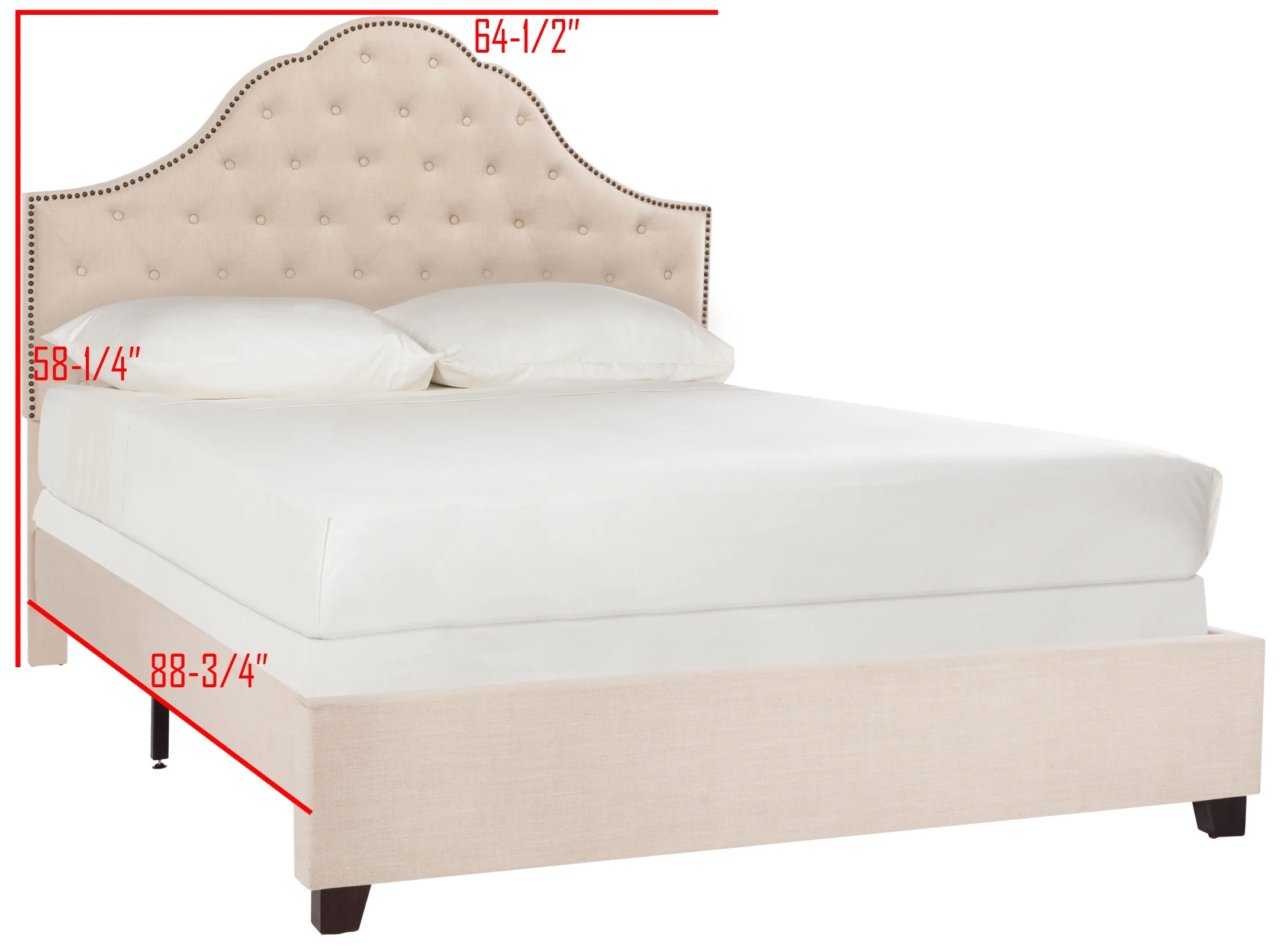 SAFAVIEH Beckham Modern Glam Tufted Headboard with Nail Heads, Queen, Beige