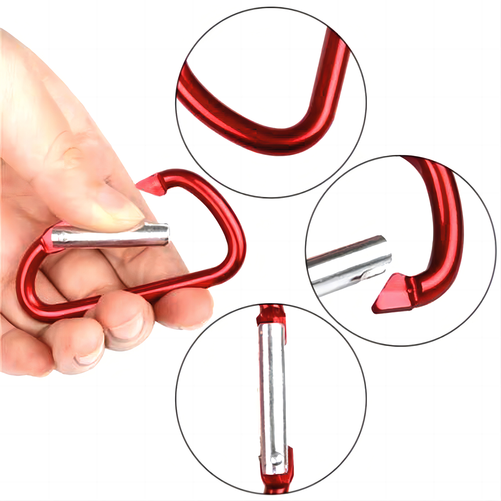 ALUED 10/200 Pcs Aluminum Carabiner D Shape Spring Clip Snap Key Hook Keychain Buckle