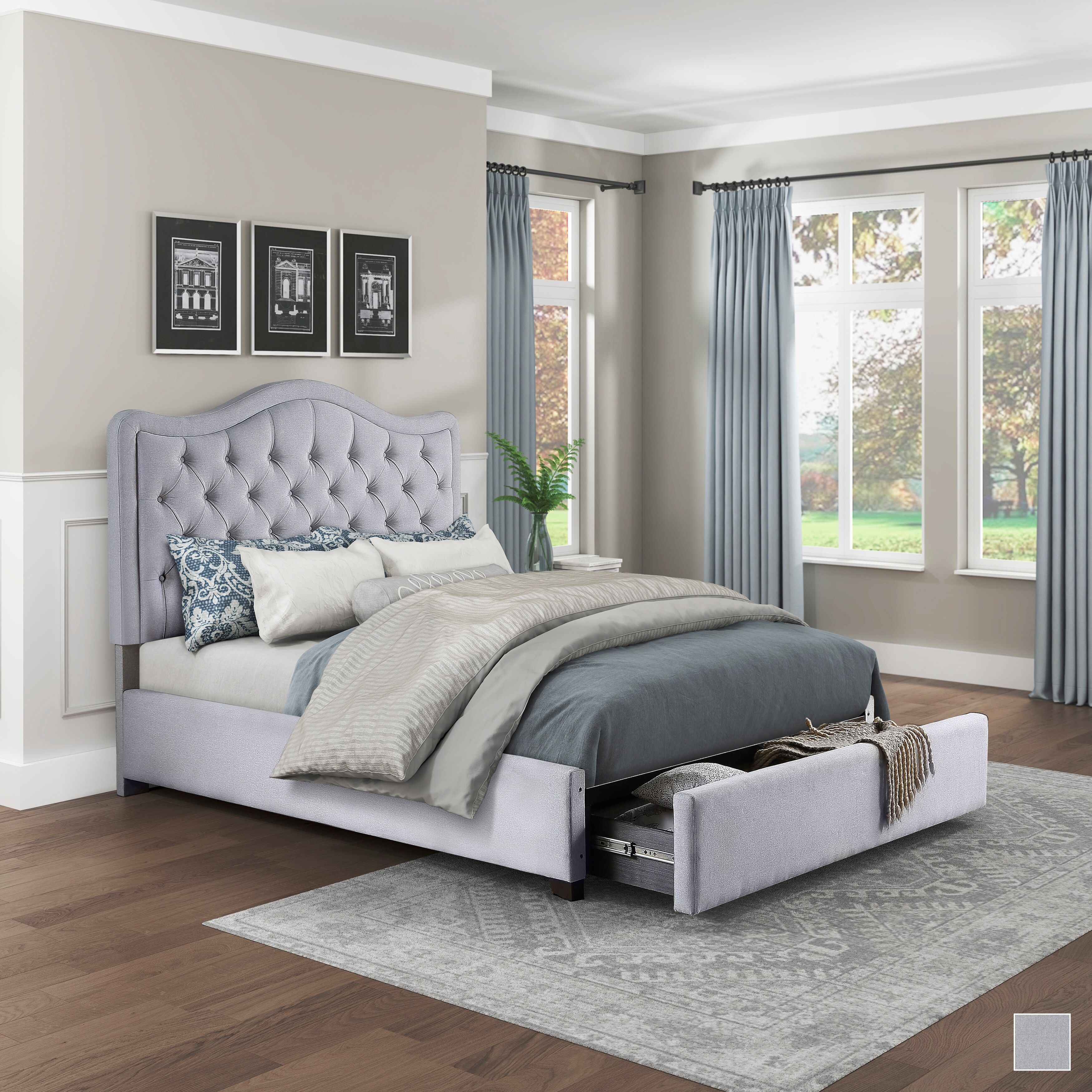 Fremont & Park Terza Upholstered Platform Bed with Storage Drawer King