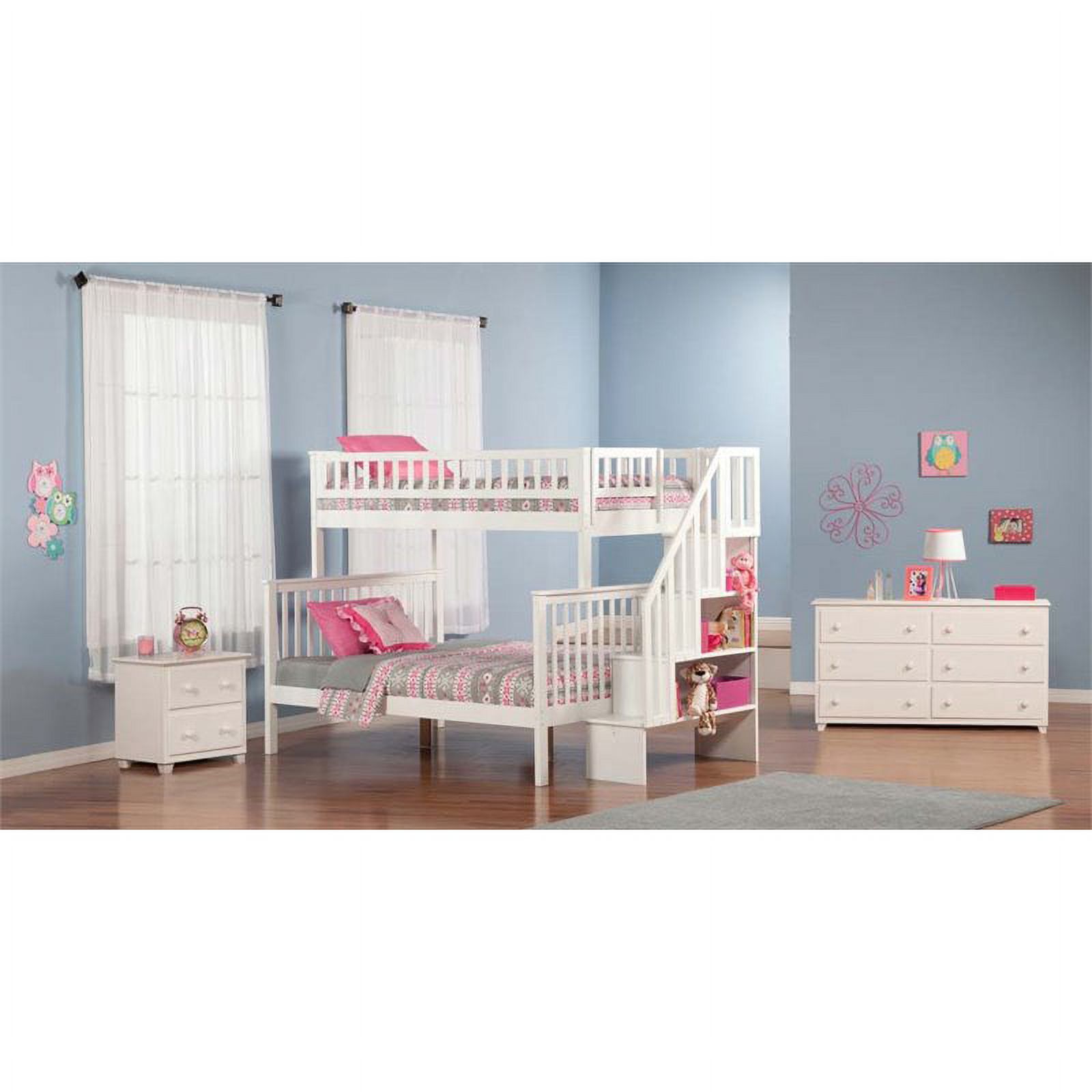 Leo & Lacey Twin Over Full Staircase Bunk Bed in White