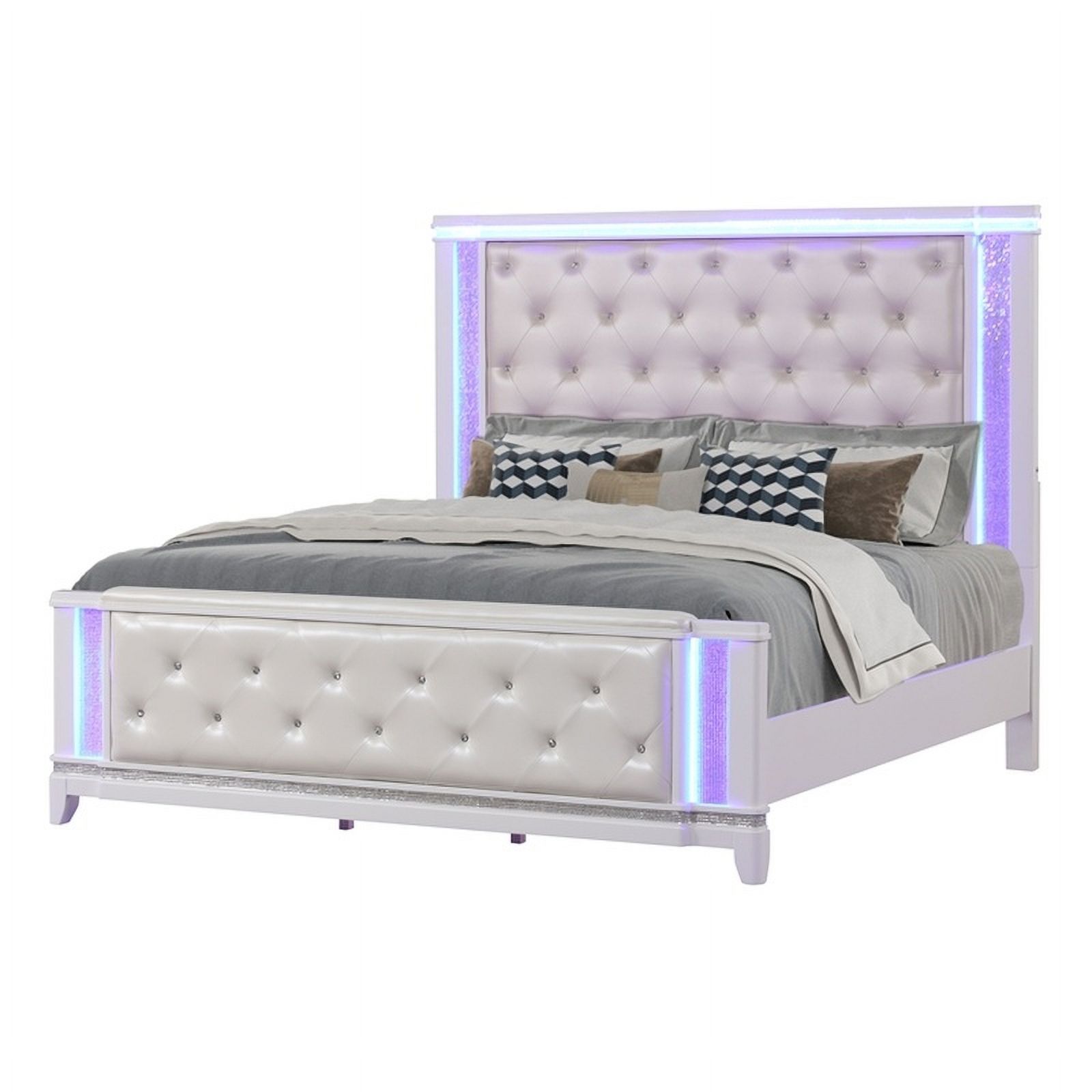 Pemberly Row Modern King 4PC Storage Bedroom Set Made with Wood in Milky White