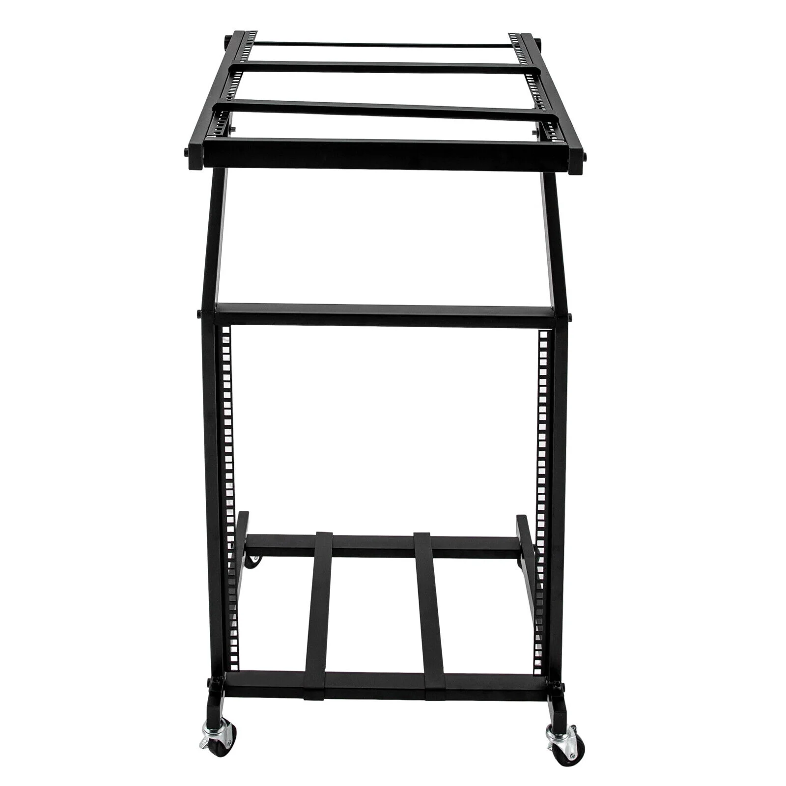12U/16U Freestanding DJ Mixer Stand  Studio Equipment Cart , Black Angle Adjustable DJ Cart with Wheels