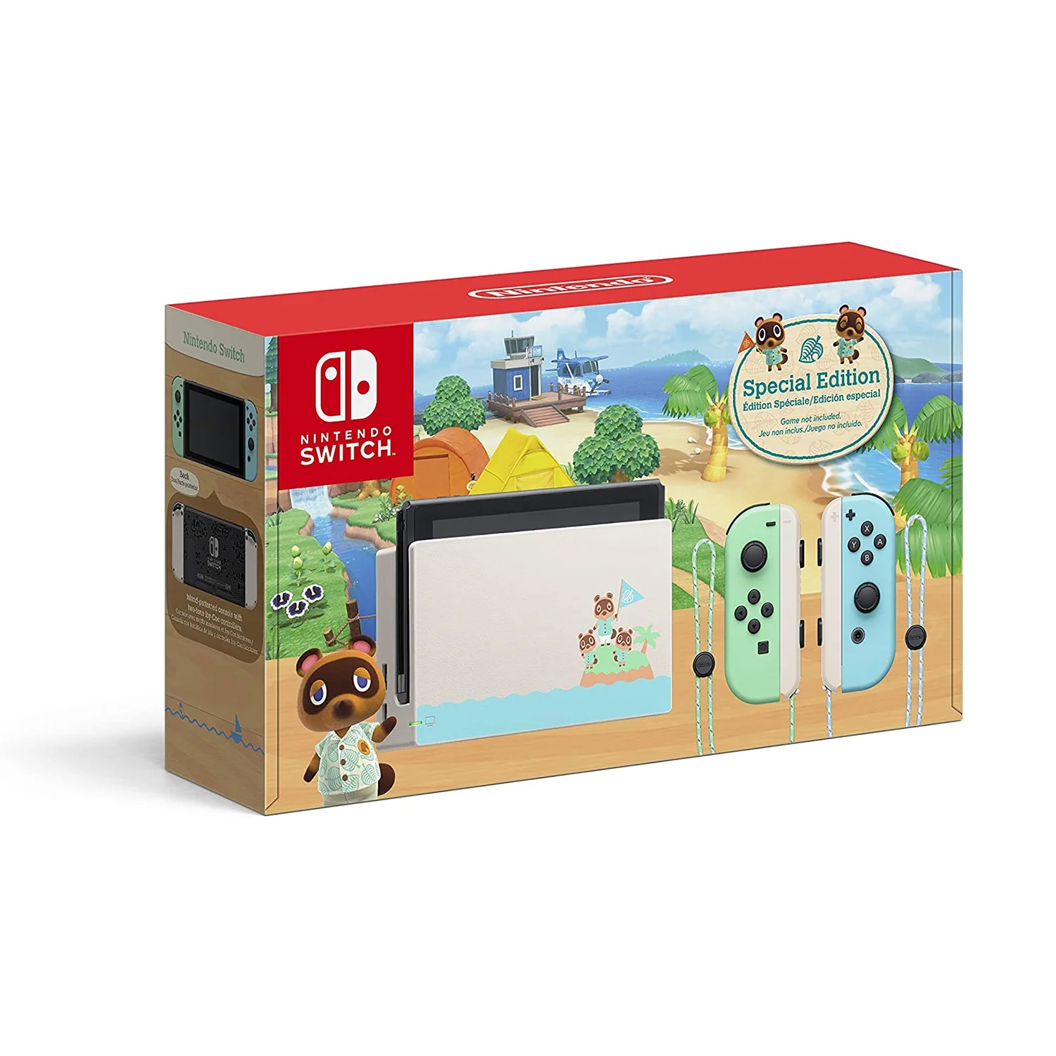 Nintendo Switch Animal Crossing Console with 64GB microSD and 3-Pk Zelda Games