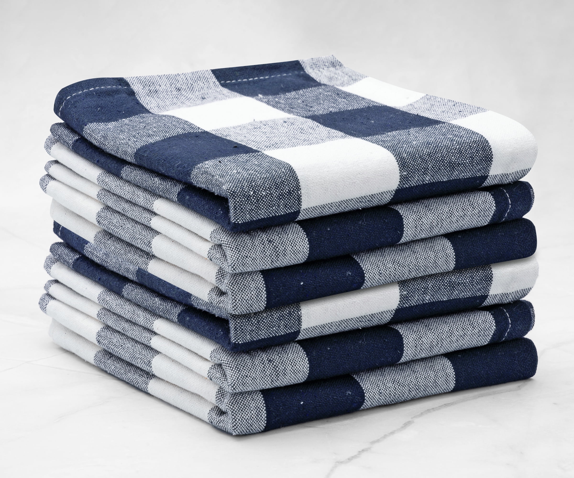 All Cotton and Linen Kitchen Towels, Cotton Dish Towels, Buffalo Plaid Hand Towels, Farmhouse Tea Towels, Set of 6, 18 x 28