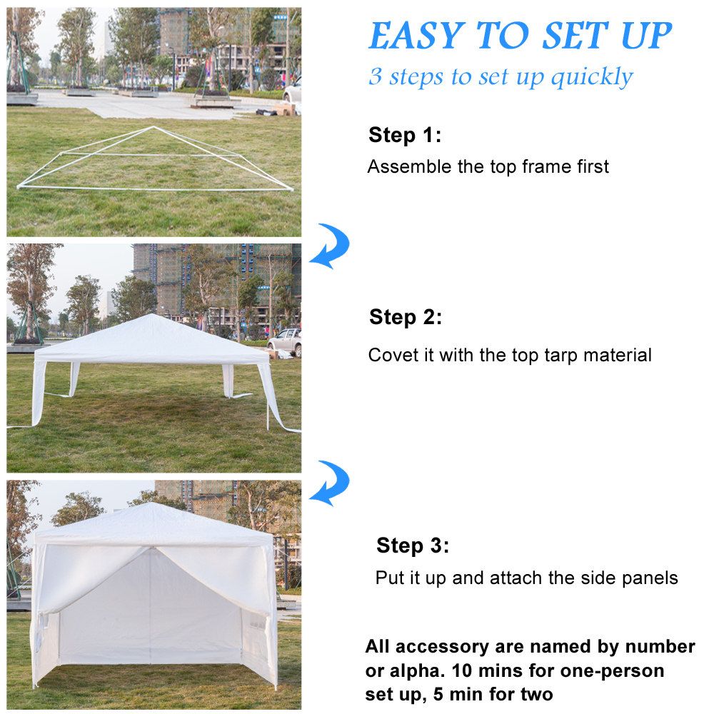Lowestbest 10'x10' 4 Sides Party Tent, Wedding Canopy Tent, Outdoor Patio Folding Gazebo Canopy, White