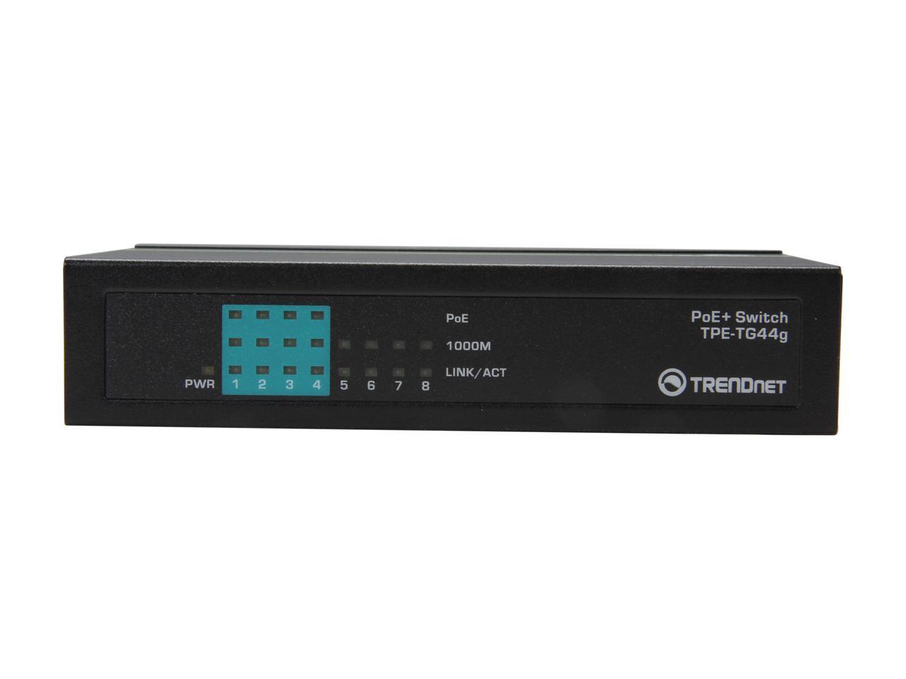 TRENDnet TPE-TG44g 8-port GREENnet Gigabit PoE+ Switch (4 PoE+, 4 Non-PoE)