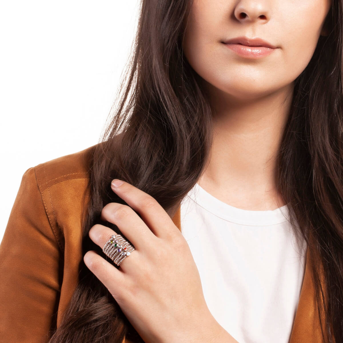 18k White Gold Plated Yellow Stone Stackable Fashion Ring