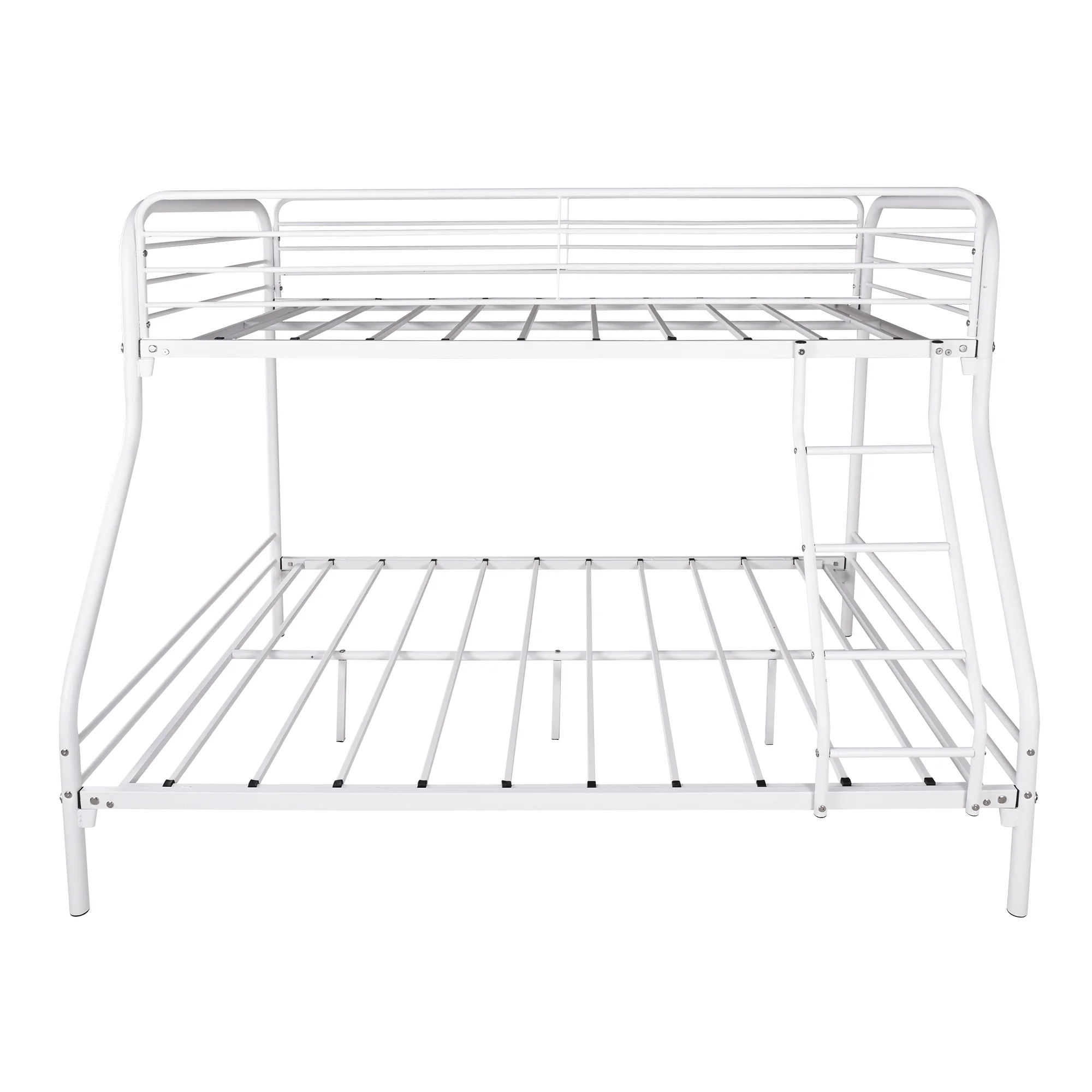 Twin-Over-Full Metal Bunk Bed, Easy Assembly, Enhanced Upper-Level Guardrail, White, Heavy Duty