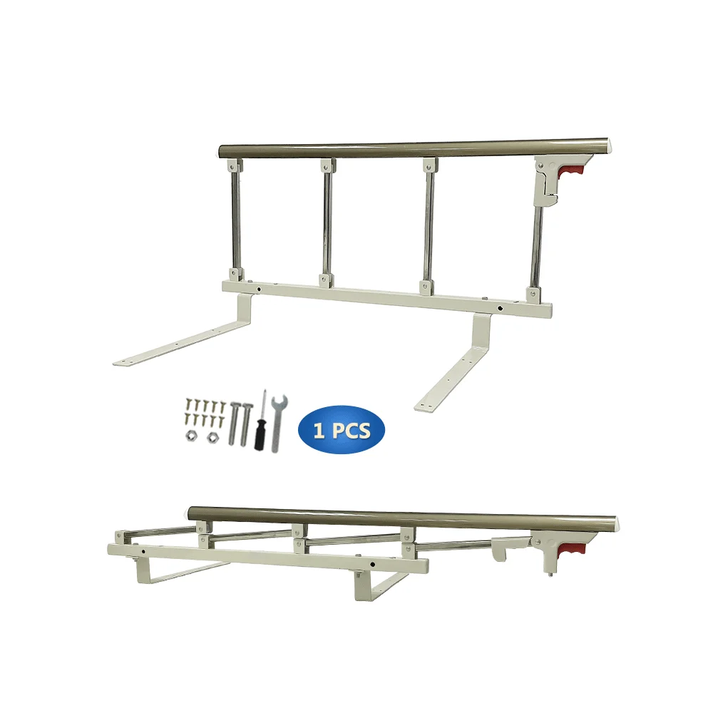 Bed Cane Rails for Elderly Adults Seniors Bed Side Assist Railing Guard Fold Down Medical Handle Grab Bar Adjustable Fall Prevention Safety Bedrail (Higher)