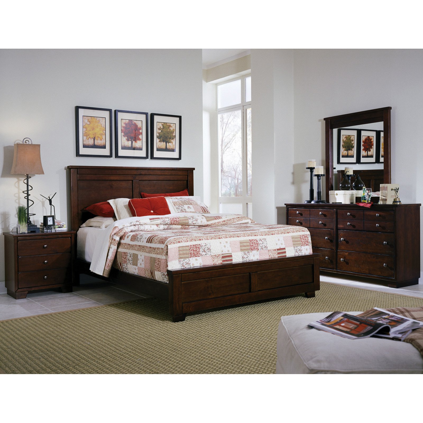 Progressive Furniture Diego King Wood Panel Headboard in Cinnamon Pine