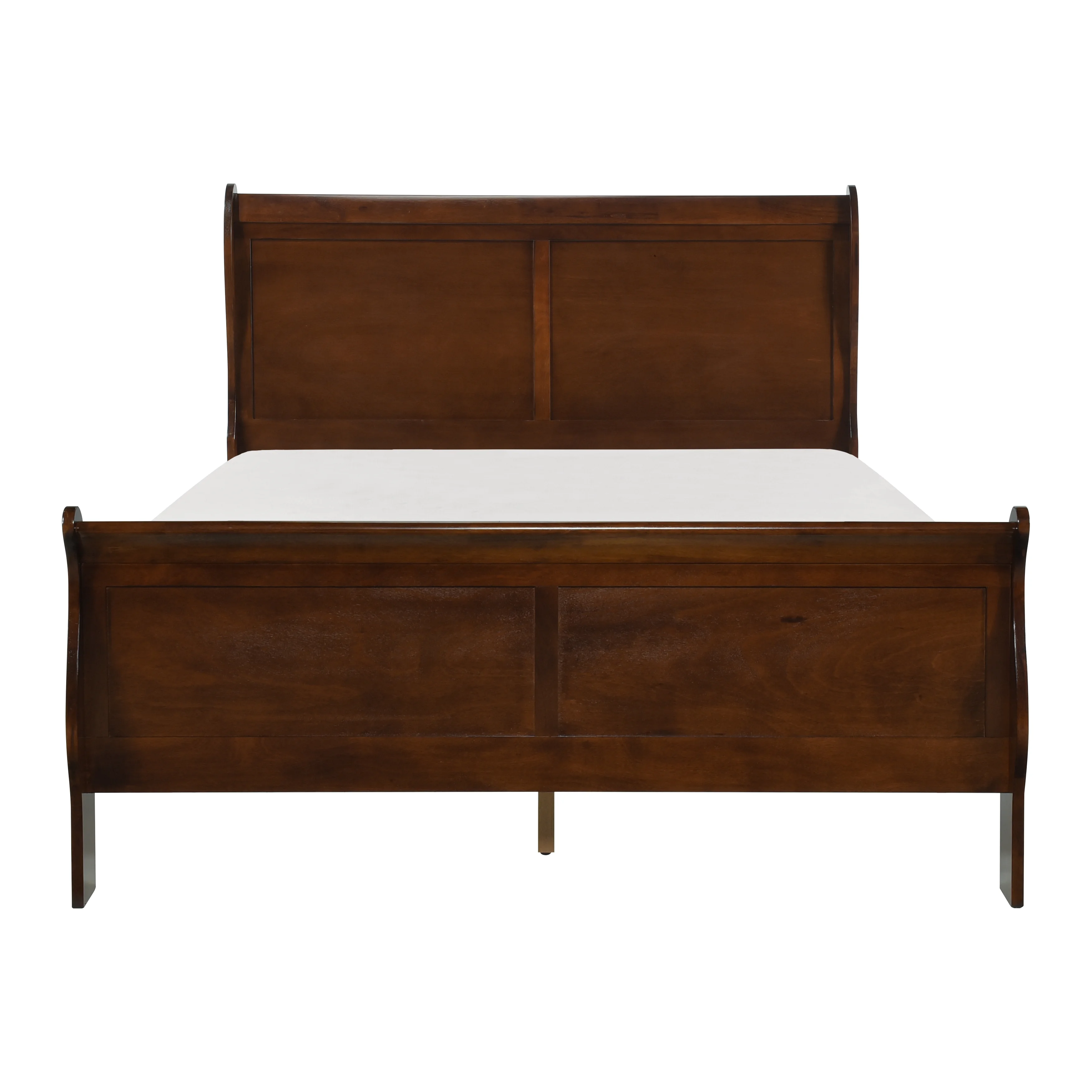 CoSoTower Classic Louis Philipe Style Full Bed Brown Cherry Finish 1Pc Traditional Design Bedroom Furniture Sleigh Bed