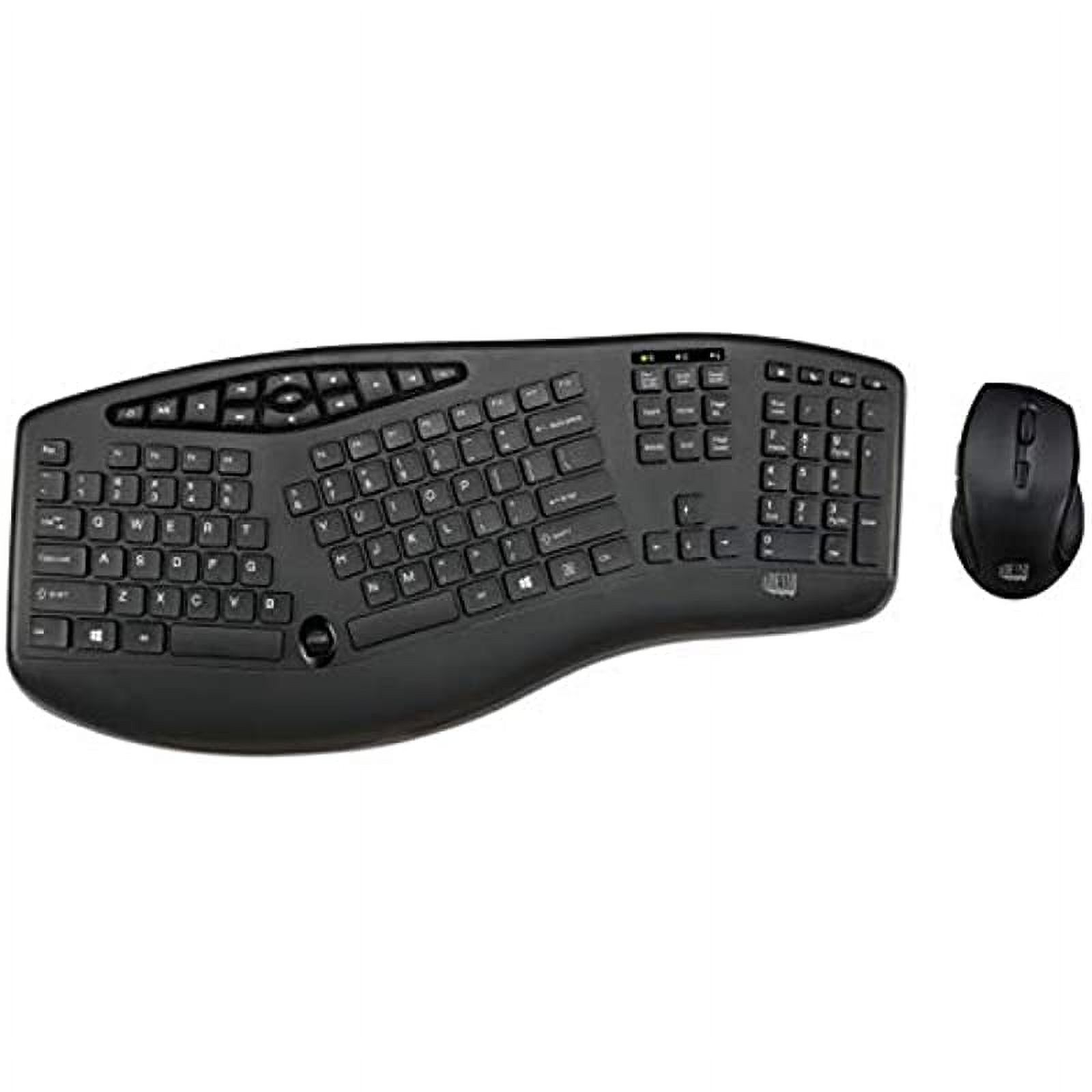Adesso Truform Media 1600 (WKB-1600CB) 2.4GHz RF Wireless Ergonomic Keyboard and Optical Mouse , Multi-Media Keys and Adjustable DPI Mouse 5 Million Keystrokes Black