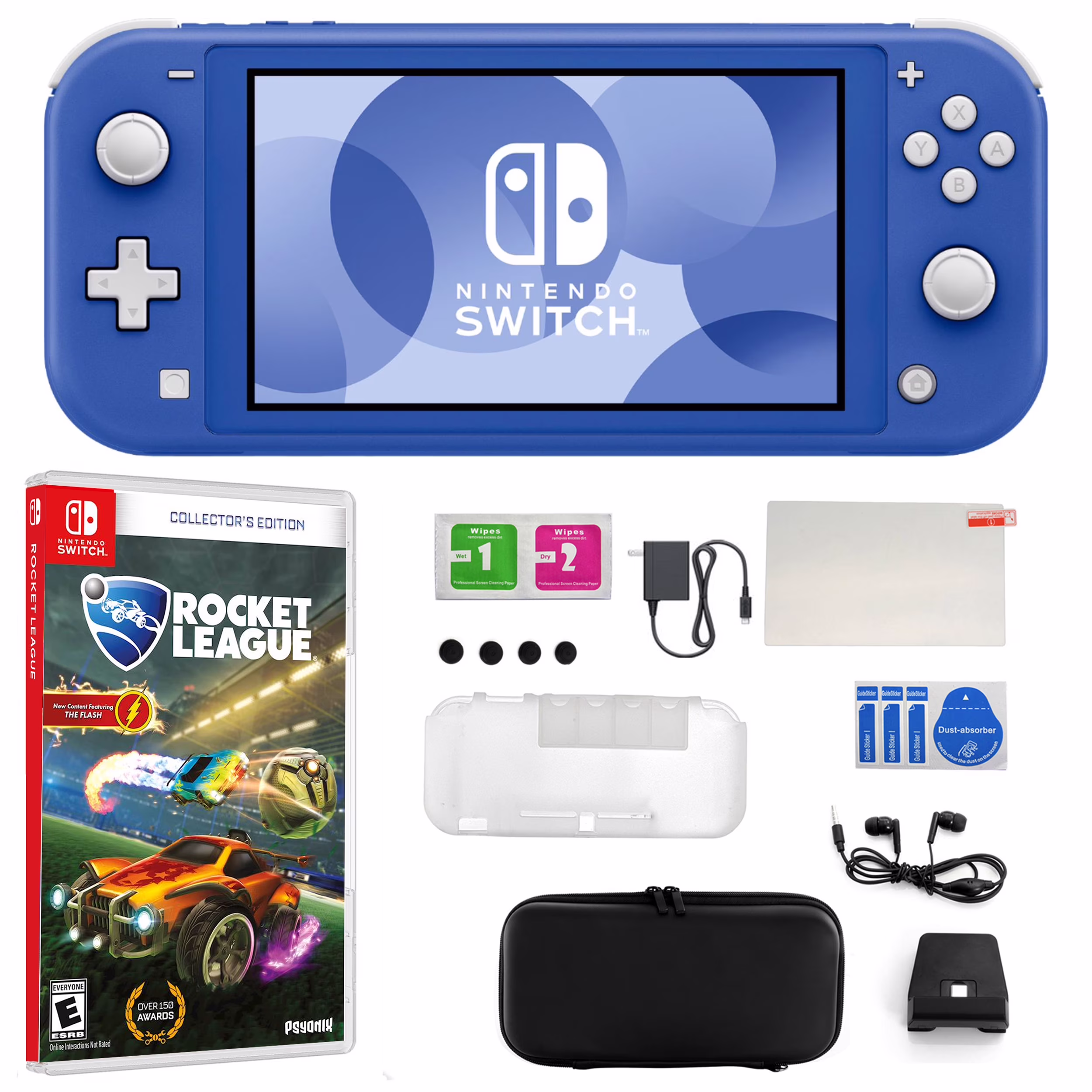 Nintendo Switch Lite in Blue with Rocket League and Accessories Kit
