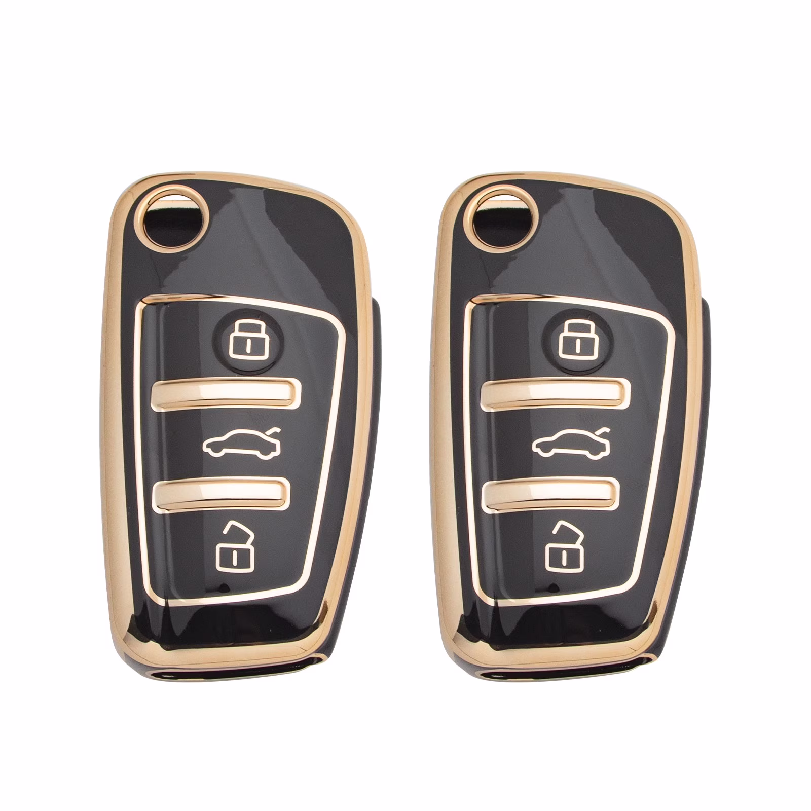Xotic Tech 2Pcs Black Soft TPU 3-Button Full Protection Smart Remote Control Key Fob Cover Shell Case Holder Compatible with Audi A3 A1 A3 A6 Q2 Q3 Q7 TT TTS R8 S3 S6 RS3 A6L etc.
