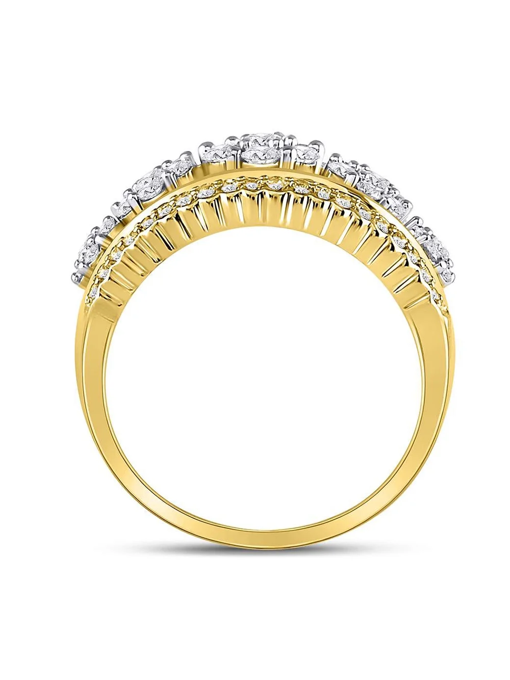 Diamond Princess 10kt Yellow Gold Womens Round Diamond Flower Cluster Ring 1 Cttw