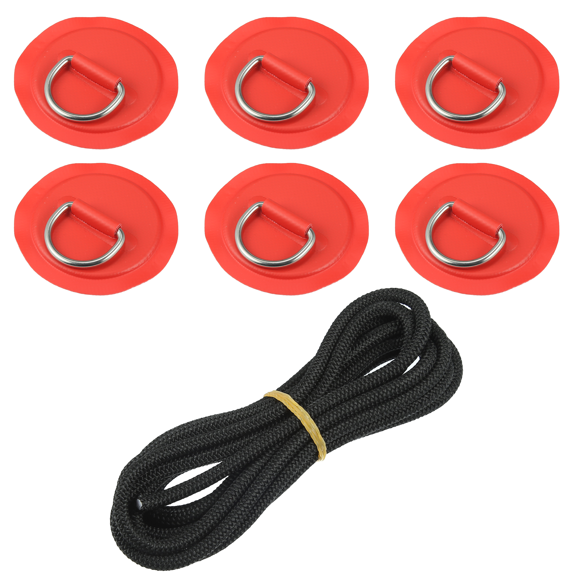 Unique Bargains 7pcs 11.81Ft 6mm Shock Cord Elastic Deck Rigging Kit with 6 D Ring Patch for Boat Kayak Accessories Red