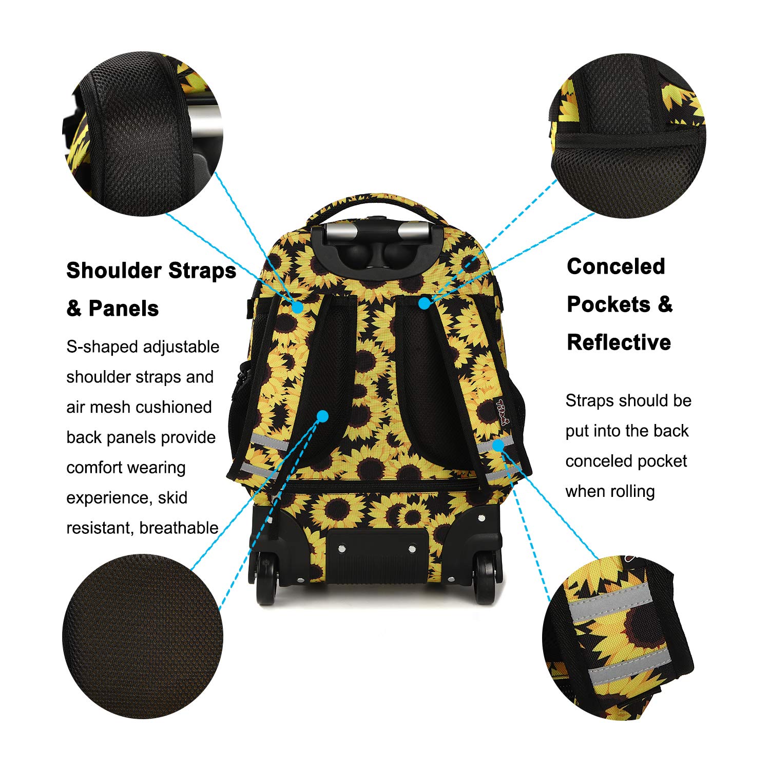 Tilami Sunflower 18 inch Rolling Backpack