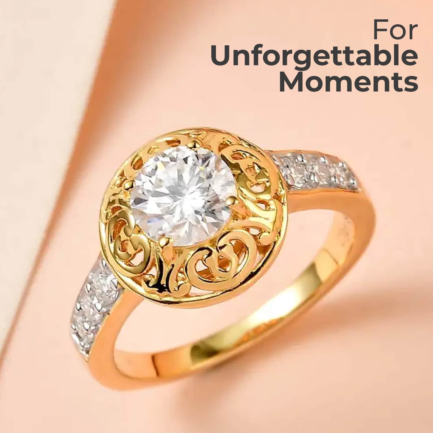 Shop LC Moissanite Round 925 Sterling Silver Vermeil Yellow Gold Plated Ring for Women Jewelry Size 9 Ct 0.7 Birthday Gifts for Women