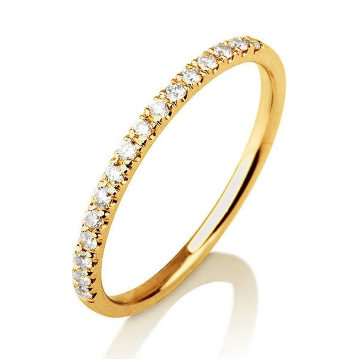 0.57 ct Round Cut Clear Simulated Diamond Precious Gemstone 18K Yellow Gold Customizable Robotic Laser Engraving Stackable Everlasting Unique Art Deco Statement Engagement Wedding Ring Band Size 7