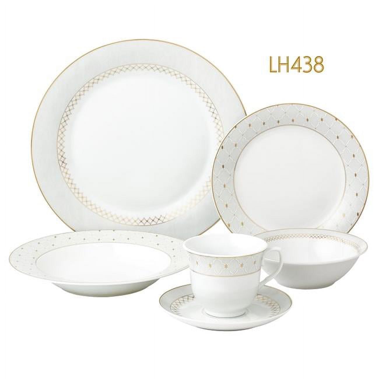 24 Piece Border Porcelain Dinnerware Set & Service for 4 - Carlotta - Mix & Match, Silver