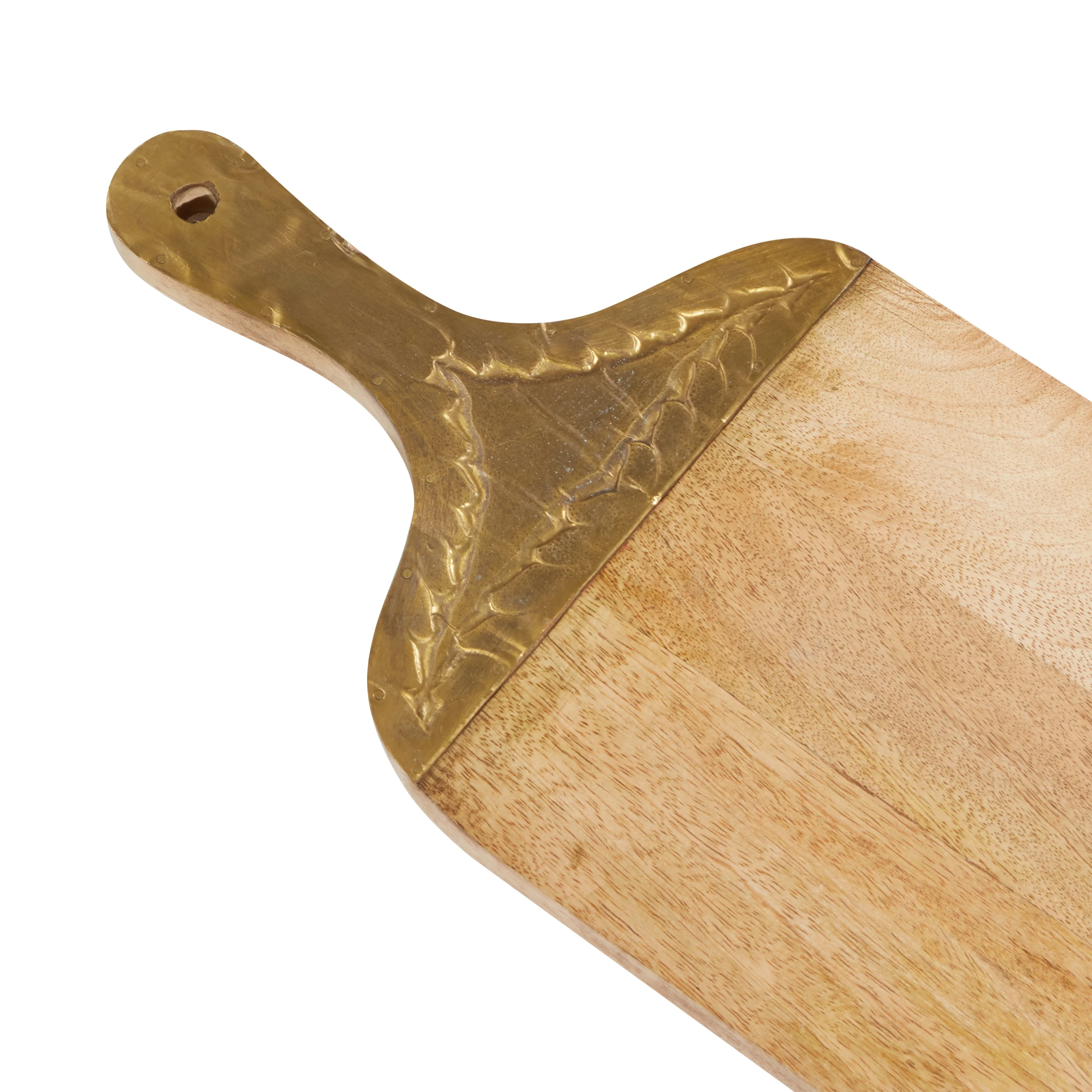 DecMode  Brown Mango Wood Cutting Board with Gold Accents
