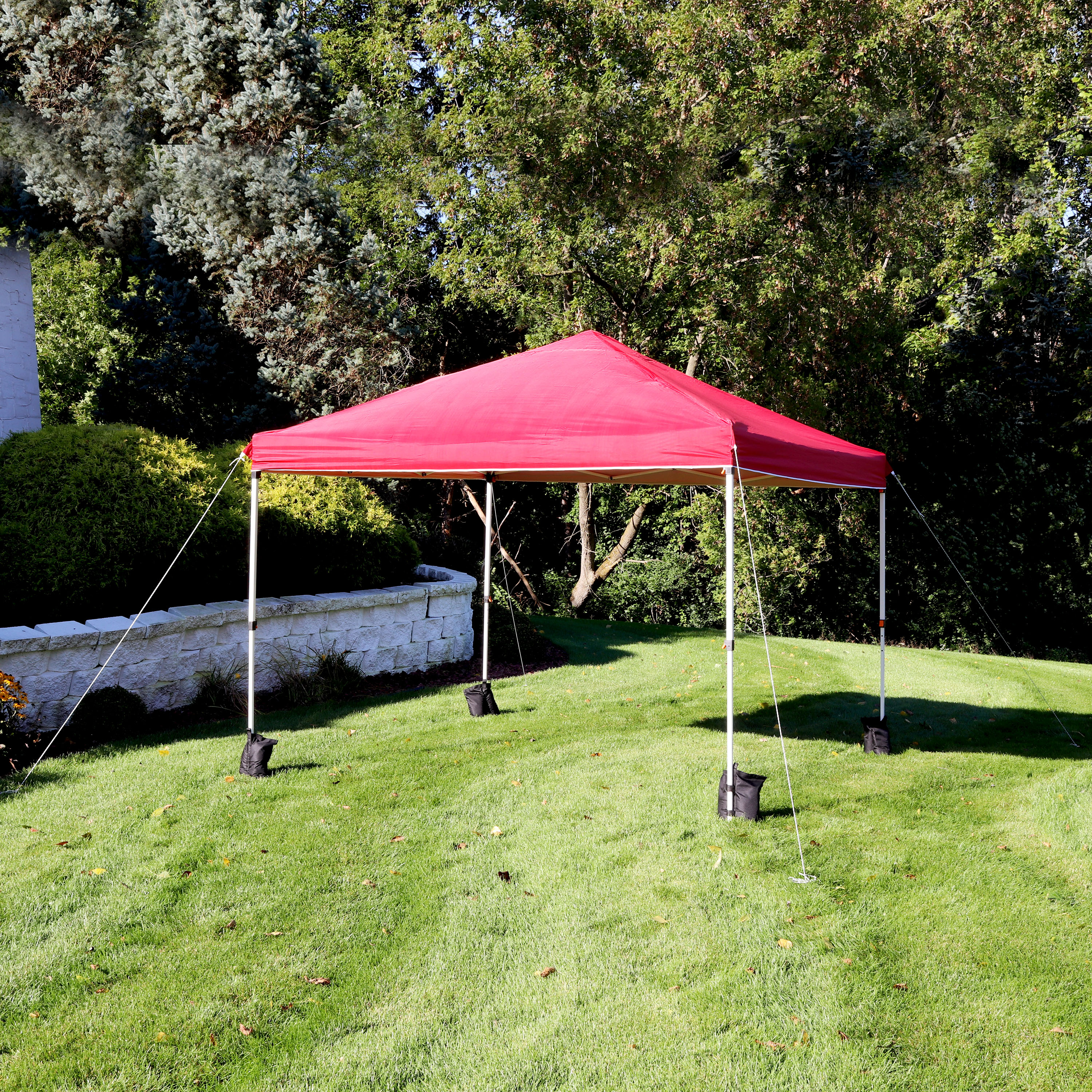 Sunnydaze Standard Pop-Up Canopy with Carry Bag and Sandbags -  10' x 10' -  Red