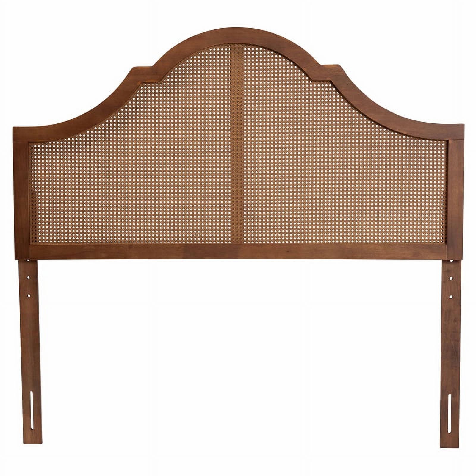 Pemberly Row Ash Walnut Finished Wood King Size Headboard with Rattan