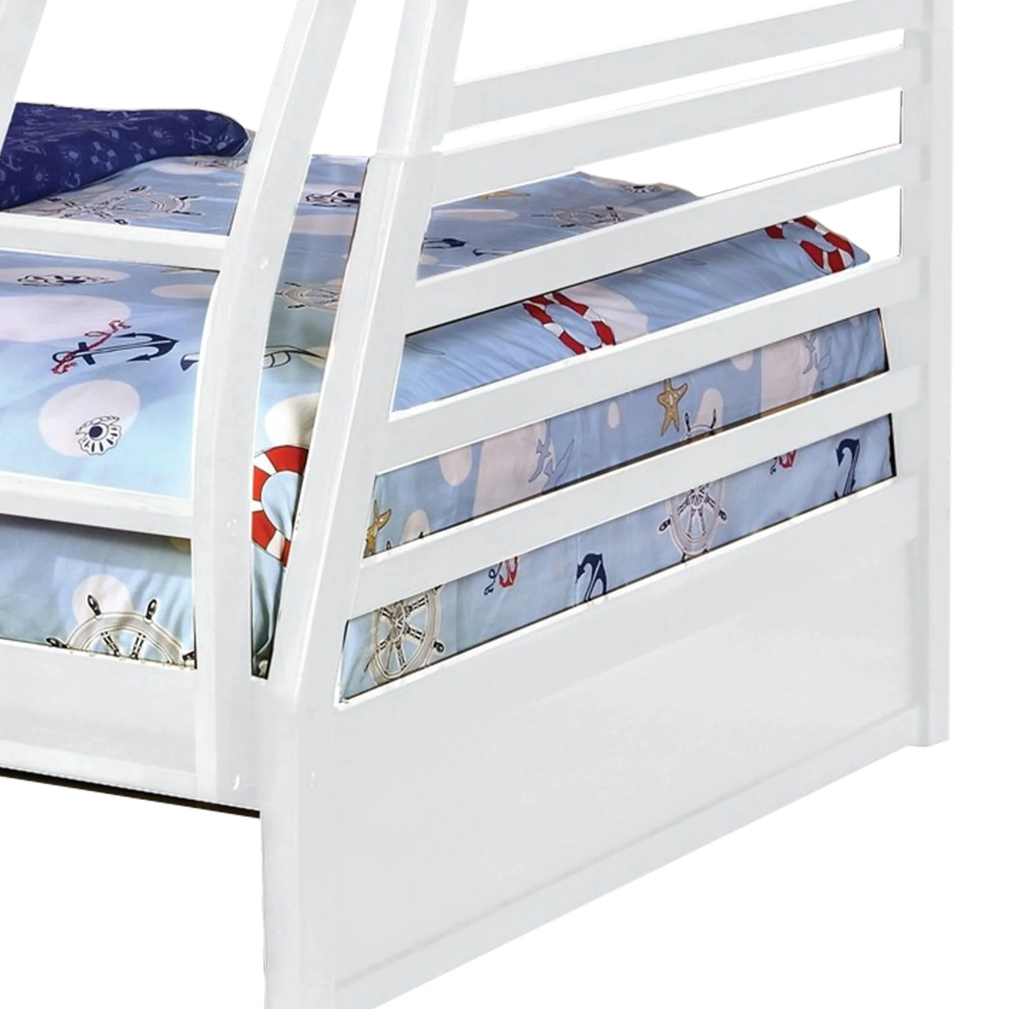 Wooden Twin Over Full Bunk Bed with Slatted Guardrails, White