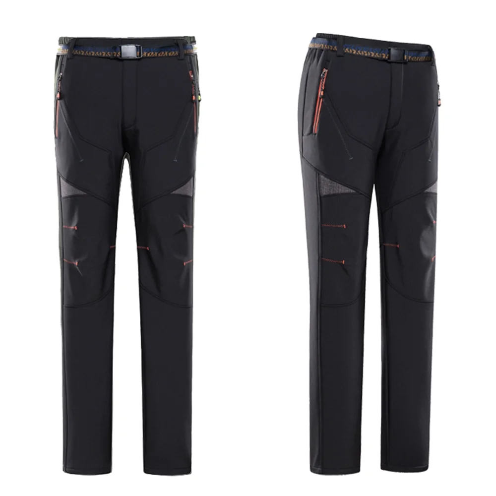 Dcenta Women's Hiking Pants Fleece Removable Waterproof Windproof Mountain Trousers with Zipper Pockets Camping Fishing Winter