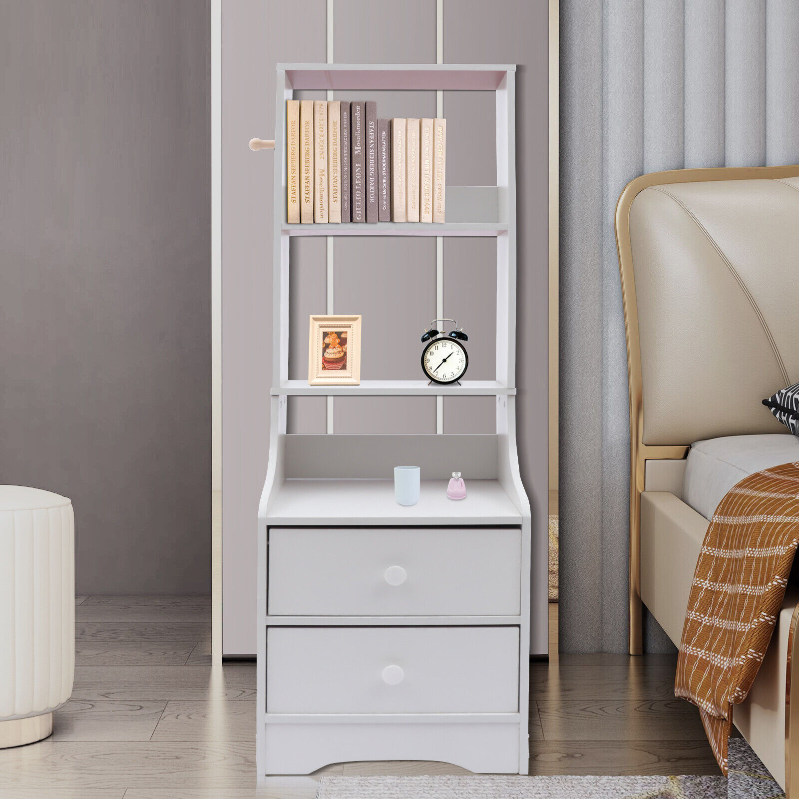 Modern 2 Drawer Chest of Drawer Bedside Table Nightstand Furniture Bookshelf