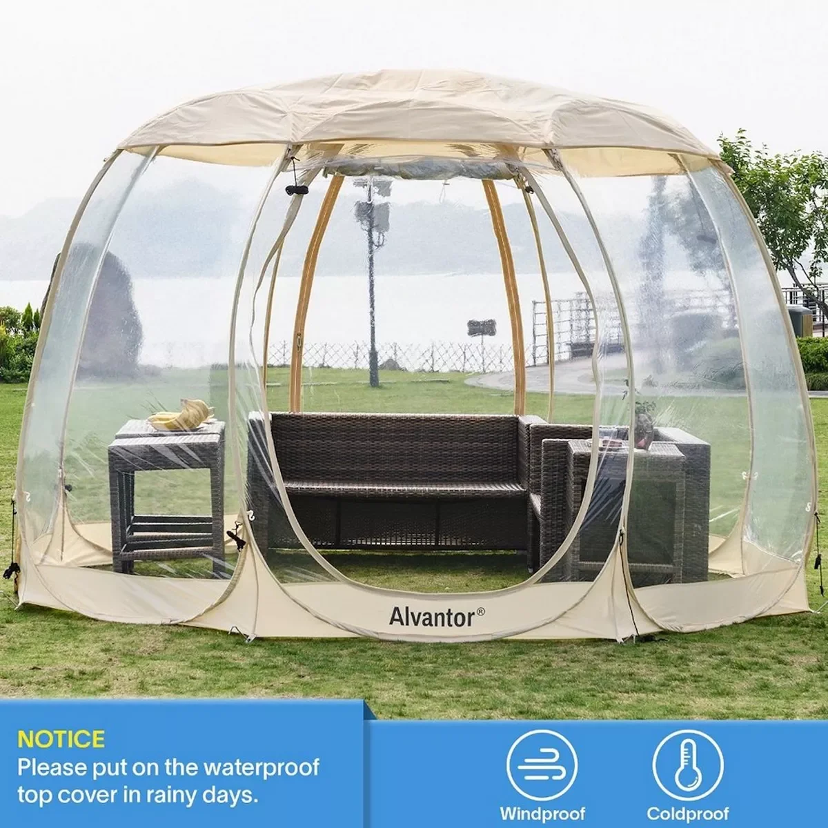 Bubble Tent Pop up Canopy Family Camping Gazebo 12x12 Beige
