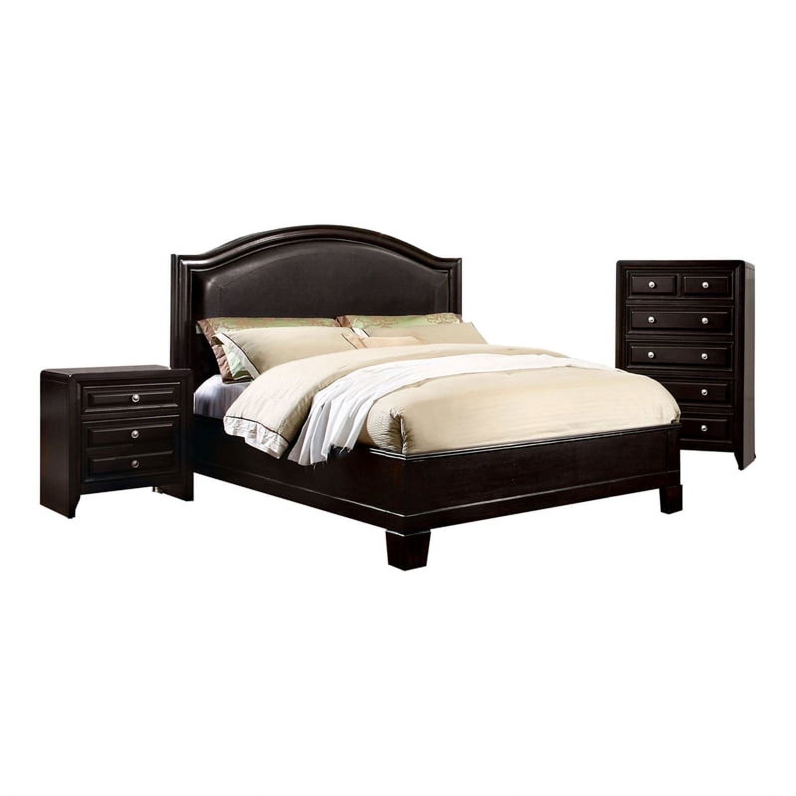 FOA Turner 3pc Espresso Solid Wood Bedroom Set- Cal King + Nightstand + Chest