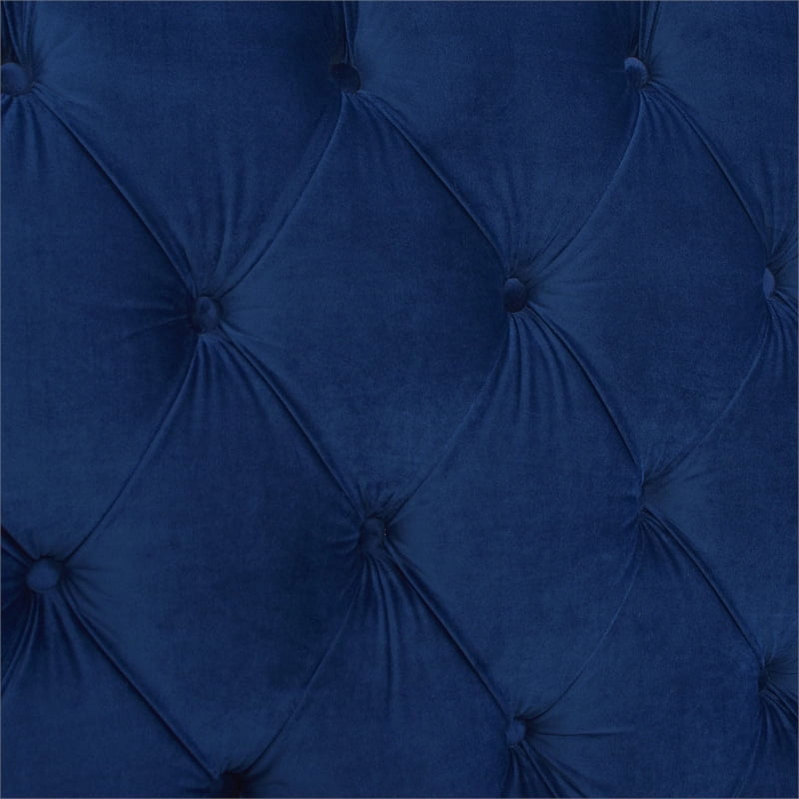 Maklaine King Bed Frame with Headboard & Footboard Navy Blue Velvet