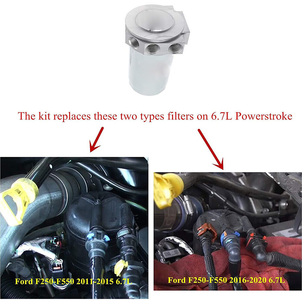 LisFaxbo 121003 Fuel Filter Conversion Kit For 2011-2020 Ford F250 F350 F450 F550 6.7L Powerstroke Diesel Replaces BF7967 33393