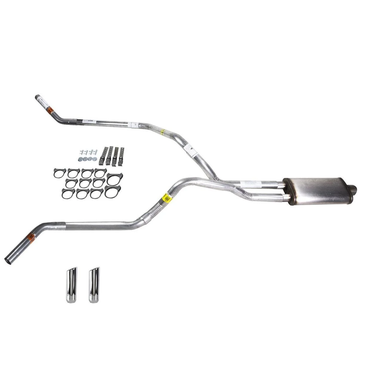 Dual exhaust 2.5 pipe Stainless muffler RW Tip Corner exit Fits Dakota 97-05